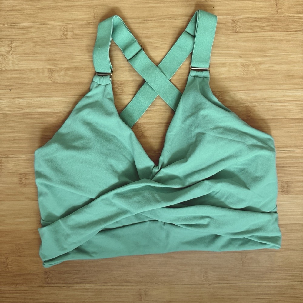 Buff Bunny Candy Wrap Sports Bra Mint Green Large Strappy Back High Support Soft
